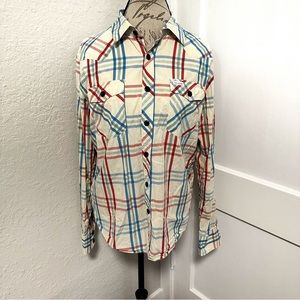 TOPO Designs Mens Button Up Plaid Long Sleeve Shirt